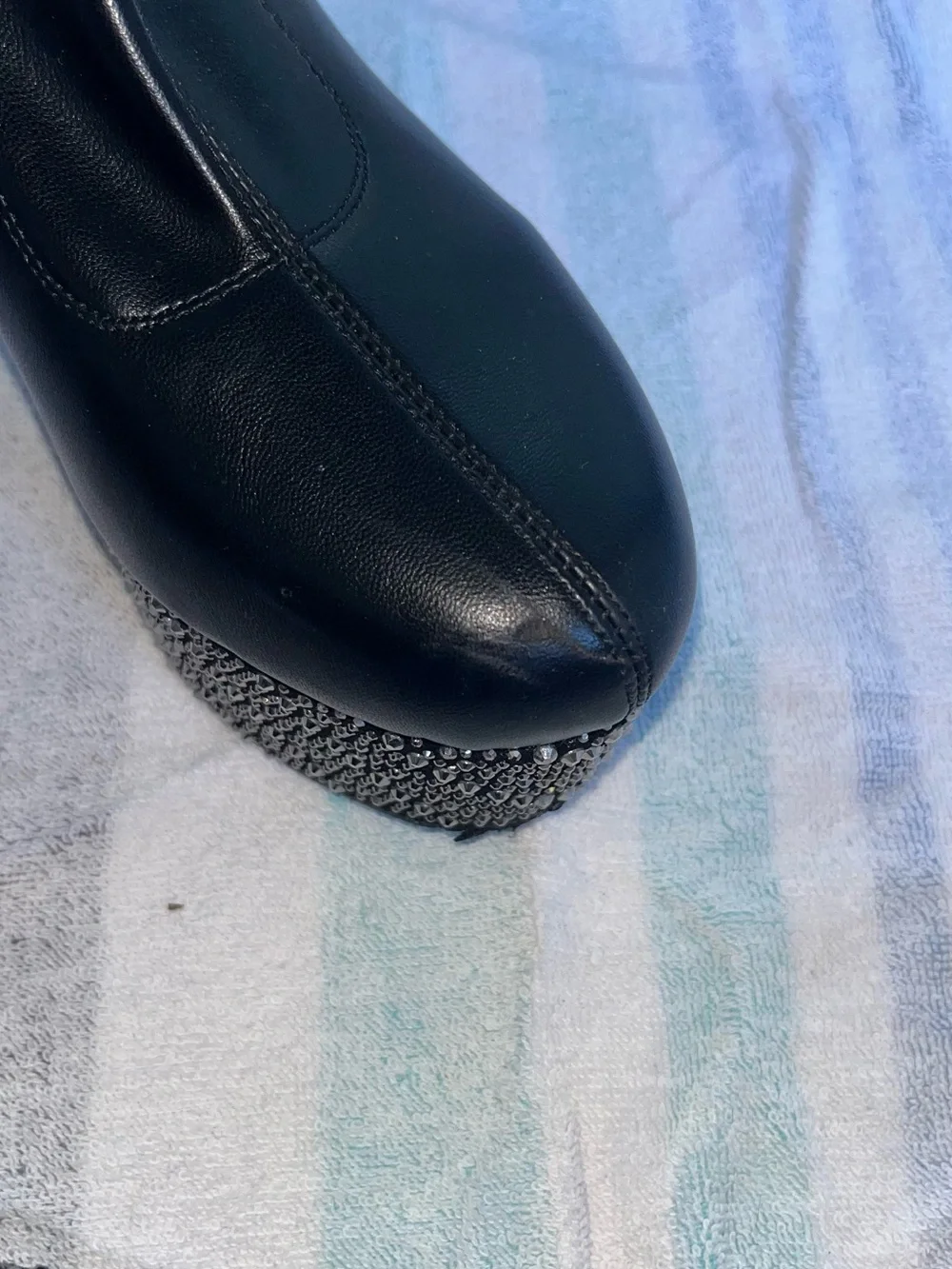 Azalea Wang black rhinestoned boots